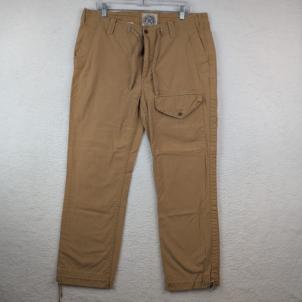 VTG Polo Ralph Lauren Bleecker Pants Men's 36x30‎ Tan Paratrooper Cargo Cinch